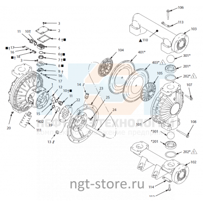 Ремкомплект жидкостной части для Husky 2150 KY PTFE PTFE